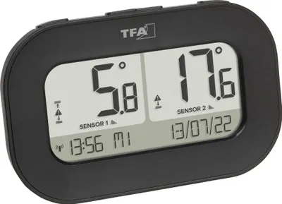 Image de TFA Dostmann DOUBLE-CHECK Thermomètre radio numérique noir (30.3073.01)