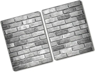 Produktbild von Tulup Glas Herdabdeckplatte - 2x40x52 cm - Glaskeramikkochfeld-Abdeckung Spritzschutz Glasabdeckplatte Kochplattenabdeckung und Schneidebrett - Zweiteilig - Sonstige - Backsteinmauer - Grau
