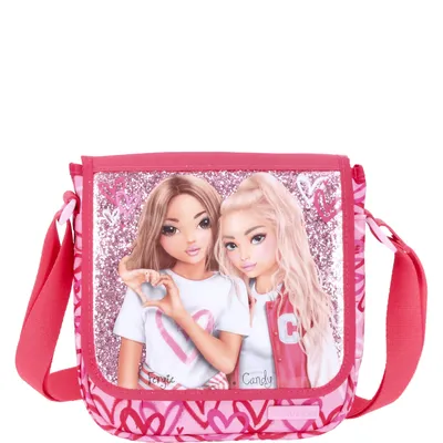 Produktbild von Depesche 12237 TOPModel One Love-Umhaengetasche in Rosa und Rot mit Herzen, kleine Tasche mit Reissverschluss und laengenverstellbarem Tragegurt, Mehrfarbig
