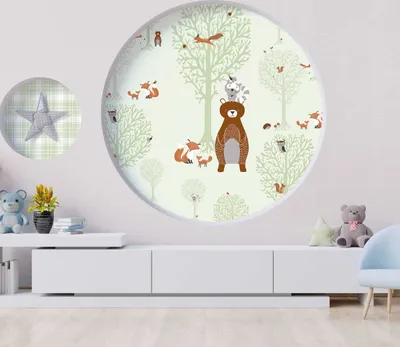 Produktbild von TADESSI | Tapete Kinderzimmer | M1-No.747 | Vliestapete | Grün | Braun | Waldtapete | Tiere | Natur | Jungenzimmer | Mädchenzimmer
