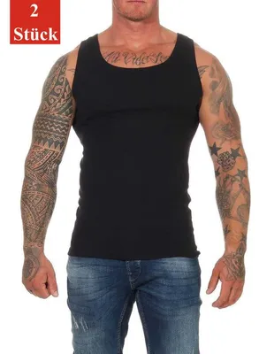 Produktbild von 2 Stück Herren Unterhemd Männer Unterwäsche Baumwolle; Schwarz/M