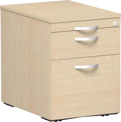 Produktbild von Geramöbel Rollcontainer Hängeregistratur und 1 Kunststoff-Schubfach, mit Utensilienschubfach, Metall-Rollschubführung, Zentralverriegelung, verdeckte Doppel-Lenkrollen, 438x600x565, Ahorn/Ahorn, S-530152-AA