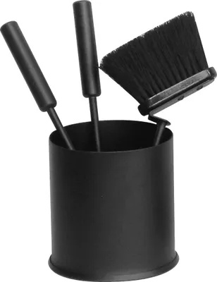 Produktbild von Kaminbesteck 3-teilig schwarz beschichtet Griffe schwarz