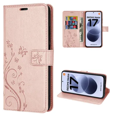 Produktbild von Hülle für Xiaomi Redmi Note 17 Handyhülle mit [Standfunktion][Kartenfächern] Rosegold