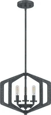 Produktbild von Kronleuchter Metall B: 40,6 cm H: max. 130,6 cm Schwarz Antik E14 3-flammig Rustikal Lüster Hängeleuchte