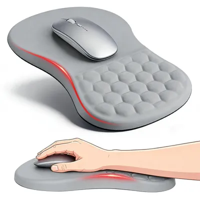 Immagine prodotto di Tappetino ergonomico per mouse con cuscinetto in gel e poggiapugno, colore grigio