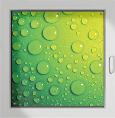 Produktbild von Wallario Lichtschutzbild, Dekorativer Sichtschutz Sonnenschutz 96 x 100 cm mit Motiv: Wassertropfen auf Grün - Verdunklung ohne Bohren