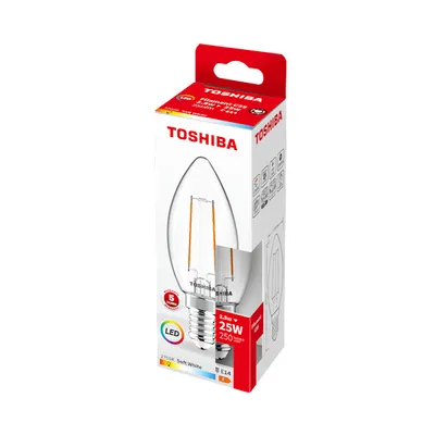 Zdjęcie produktu dla Toshiba LED żarówka świeczka E14 2,5W 2700K 250Lm jak 25W