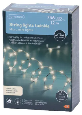 Produktbild von Lumineo Lichterkette STRING LIGHTS TWINKLE 756 LED 12 m, warm weiß