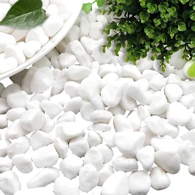 Imagen del producto de Omgoods - Pequeñas piedras decorativas blancas para jardín y macetas, 500g
