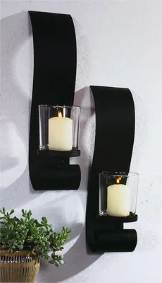 Produktbild von 2er Set Wandkerzenhalter Wandhalter Teelichthalter für Stumpenkerzen