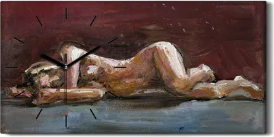 Produktbild von Leinwand Wanduhr Wandkunst Uhr 60x30 Malerei Abstrakte Frauen Anatomie Kunst - schwarze Hände