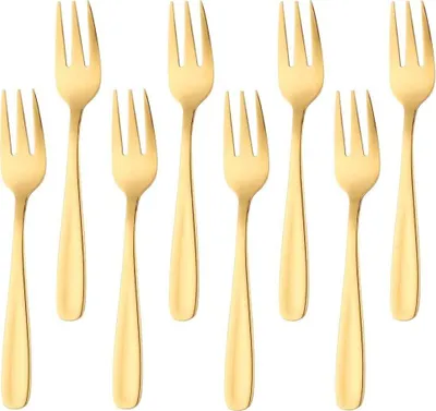 Produktbild von Edelstahl Tafelgabeln Gold Besteck Set Tisch Gabel Menügabeln 8 Stück Lange Griff Gabeln für Buffet Steak Dessert Obst Pasta Küche Gaststätte Table Fork Anti-Rost Wiederverwendbar