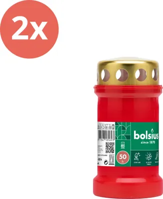 Produktbild von Bolsius - Gedenklicht - Mit Deckel - Rot - 50 Brennstunden - Vorteilspack - 2 Stücke