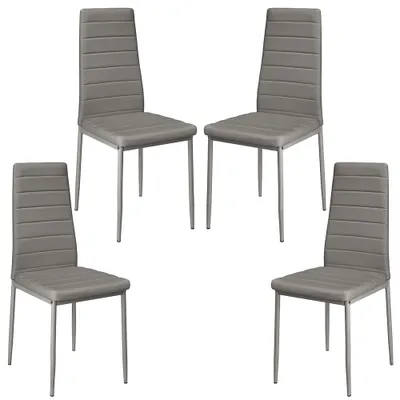 Produktbild von Esszimmerstuhl, 4 Stühle mit hoher Rückenlehne,Esszimmerstuhl aus Kunstleder, Sitzhöhe 45 cm,klassischer Küchenstuhl,Gepolsterter Restaurantstuhl Grau