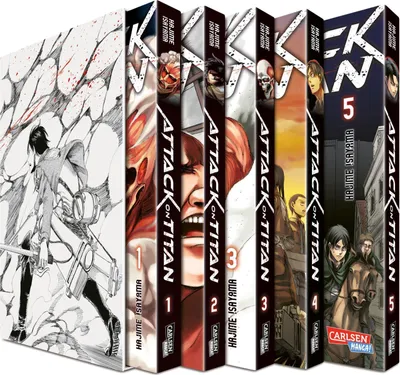 Produktbild von Attack on Titan, Bände 1-5 im Sammelschuber mit Extra