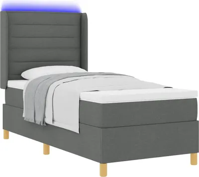 Obrázok produktu pre Posteľ s pružinovým rámom s LED pásikmi Sivá 80 x 200 cm látka