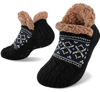 Produktbild von Kuschelsocken Herren 38-45 Schwarzes Gitter Anti-Rutsch-Socken