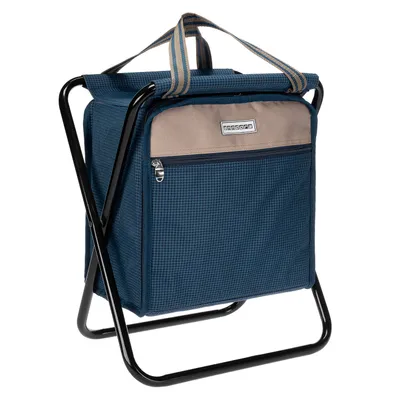 Produktbild von Campinghocker mit Picknick Tasche und Tragegurt blau Partyhocker - klappbar tragbar auswaschbar isoliert - Sitzfläche von 27x22 cm