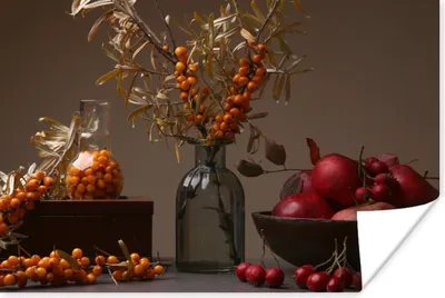 Produktbild von MuchoWow® Poster Obst - Vase - Stilleben 60x40 cm - Schlafzimmerdekoration
