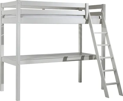 Produktbild von Hochbett >PINO< in Kiefer massiv weiß lackiert - 209x190x165 (BxHxT)