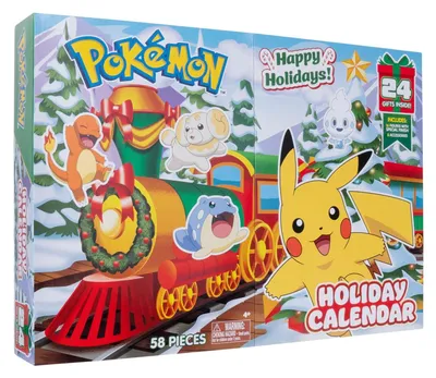 Produktbild von Pokemon Adventskalender 16 Figuren Überraschungen 5 cm + 6 Elemente Deko zum Bauen auf Weihnachtsthematik WT00257
