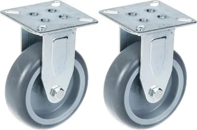 Immagine prodotto di ruote da 75 mm e 3" con pneumatici in gomma grigia, fisse, portata 120 kg, set da 2