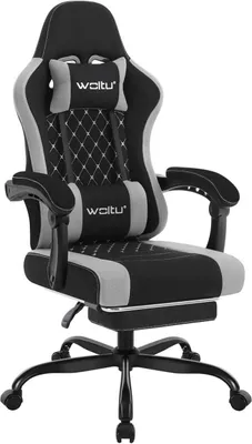 Produktbild von WOLTU Gaming Stuhl mit Massagefunktion, Taschenfederkissen, ergonomisch, Netzstoff : Schwarz+Grau Farbe: Schwarz+Grau