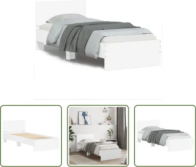Produktbild von The Living Store Bettgestell mit Kopfteil Weiß 90x190 cm Holzwerkstoff