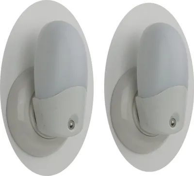 Produktbild von 2er Set LED Nachtlichter weiß OVAL Dämmerungsauotmatik Nachtlampe Kinderzimmer