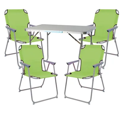 Produktbild von 5-teiliges Campingmöbel Set Alu L70xB50xH59cm lime-grün