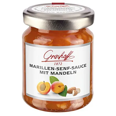 Produktbild von Grashoff Marillen Senf Sauce mit Mandeln fruchtig pikante Sauce 125ml