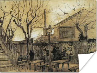 Produktbild von MuchoWow® Poster Gartenrestaurant la Guinguette in Montmartre - Vincent van Gogh 120x90 cm - Wandbild