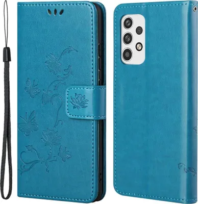 Produktbild von Samsung Galaxy A23 Hülle - Coverup Blumen & Schmetterlinge Klapphülle - Blau