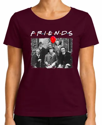 Immagine prodotto di Horror Friends Parody Halloween Masks Pennywise Jason Michael Maglietta da donna, Borgogna, M