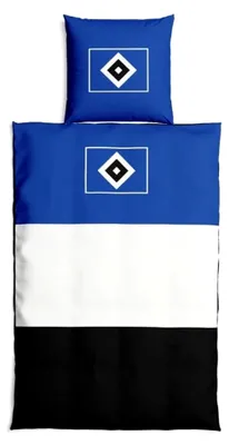 Produktbild von HSV Bettwäsche Blockstreifen, 135 x 200 cm, 100% Baumwolle, mit Reißverschluss