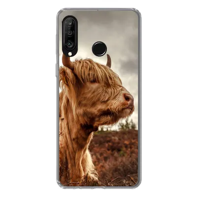 Produktbild von MuchoWow® Handyhülle Schutzhülle Hülle für Huawei P30 Lite Scottish Highlander - Strauch - Heidekraut Silikon Softcase Handy Hülle - Handyhülle