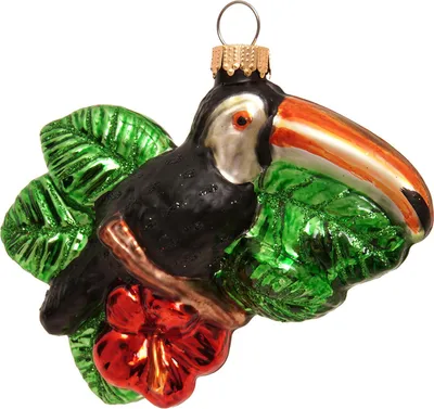 Produktbild von Krebs Glas Lauscha Weihnachtsbaumschmuck - Tukan - ganzjährige Deko aus Glas - ca. 9 cm