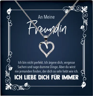 Produktbild von 22Feels Echt Silber Halskette - Jahrestag Geschenk für Freundin Schmuck Set Frauen Romantisch Erster Valentinstag Sie - Herz Anhänger, Karte