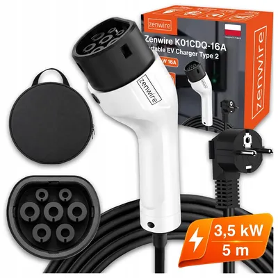 Zdjęcie produktu dla Ładowarka Kabel do Ładowania Samochodu Elektrycznego EV Typ 2 230V 3,7kW 5m