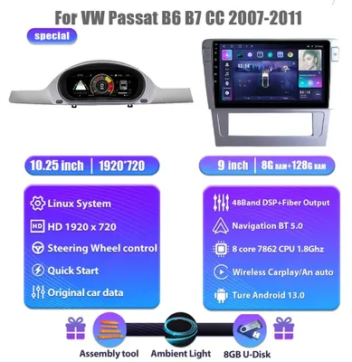 Imagen del producto de Panel de control digital para VW Passat - Panel de instrumentos digital - Panel de control Android - Pantalla del tablero - Panel de radio y navegación