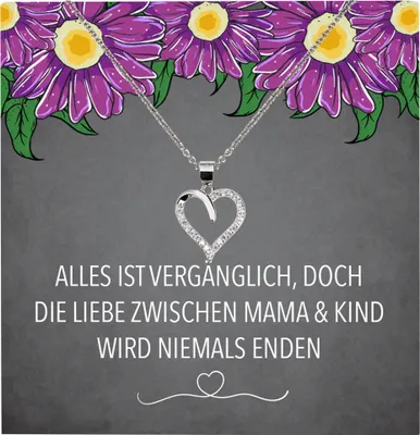 Produktbild von 22Feels Echt Silber Halskette - Mama Geschenk Geburtstag Muttertag Mutter Schmuck Set für Frauen - Herz Anhänger, Karte