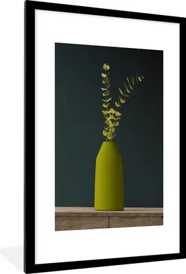 Produktbild von MuchoWow® Gerahmtes Poster Blätter - Grün - Stilleben 60x90 cm - Poster mit Schwarzem Bilderrahmen Wandposter Rahmen Foto Bilder - Dekoration - Wandposter Wohnzimmer - Hochwertig