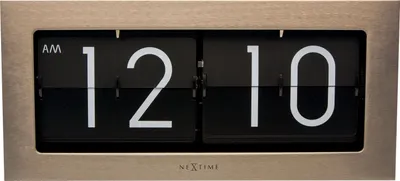 Produktbild von Zegar stołowy NeXtime Retro Zegar ścienny BIG FLIP Składany zegar numeryczny Metalowy srebrny zegar