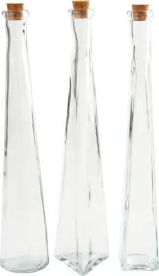 Produktbild von VBS Glasflaschen Geo Set 3 Stück 200 ml Höhe 32 cm Dekoflaschen Vasen