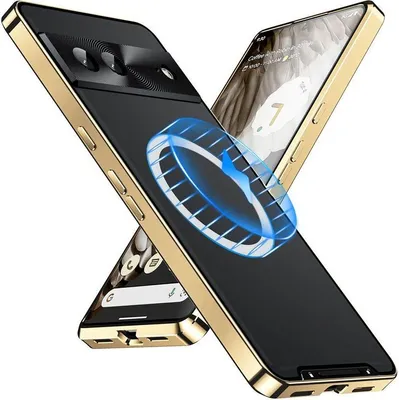Obrázek produktu pro Kovové pouzdro pro Google Pixel 7 matné průsvitné pouzdro s magnetickou cívkou a ochranou kamery Zlato