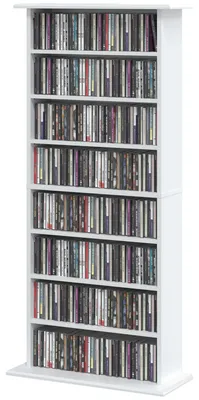 Produktbild von HOMCOM CD DVD-Regal, 8 Ebenen, für 360 CDs/185 DVDs/185 Blu-rays, Weiß