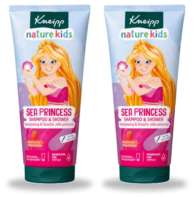 Immagine prodotto di 2 flaconi di Shampoo e Bagnoschiuma per bambini Kneipp Nature Kids, linea "Principesse", da 200 ml ciascuno. Confezione  da 2 pezzi