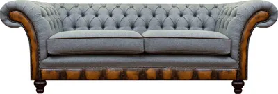 Zdjęcie produktu dla Szara dwuosobowa sofa Chesterfield do salonu nowoczesna sofa z tkaniny