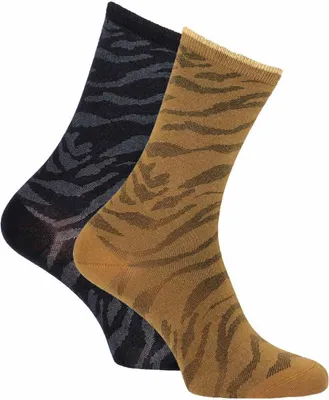 Produktbild von Socken mit exotischem Zebramuster 2-er Pack black.cognac-35.38